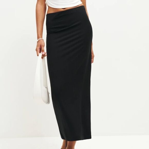 Reformation Womens Elastic Waistband Midi Pencil Black Size Medium NEW - Picture 1 of 5